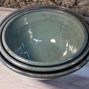 Set of 3 Nesting Bowls--Slate--Handmade Pottery Mixing Set--hand thrown ceramic bowl set--stoneware 3 bowl set-mixing and serving bowls--