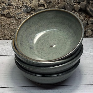 Set of 4 soup/cereal bowl-handmade stoneware pottery--Slate Glaze--small serving ceramic bowls--2 cup bowl---handmade pottery--