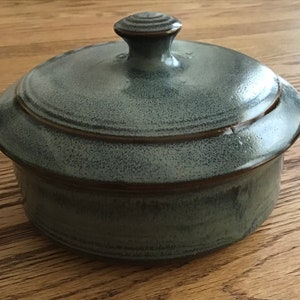 Handmade Pottery Butter Dish with lid--Slate--ceramic lidded butter dish-pottery butter dish-serving dish-round butter dish--holds 1/2 pound