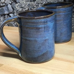 Set of 2 Handmade Pottery Mugs--Twilight--14-ounce Ceramic coffee/tea mugs--Hand thrown Stoneware mugs for hot or cold drinks-