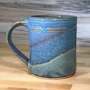 Large Handmade Ceramic Mug-- Hand thrown 14-ounce Stoneware Pottery Mug --Handmade Pottery Tea or Coffee Mug--Slate/Twilight Blue glaze--