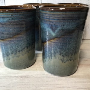 Set of Four Handmade Pottery Tumbler Cups--CHOOSE YOUR GLAZE--Ceramic Tumbler Set for cold drinks--16-ounce Hand thrown Stoneware tumblers