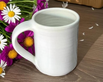 Handmade Ivory Stoneware Mug--Large 14-oz Pottery Coffee/Tea Mug--Handcrafted Ceramic Mug