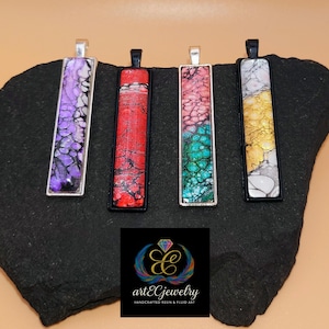 Draagbare kunst: Rechthoekige hanger met levendige, vloeiende kunstmotieven, 13 x 60 mm