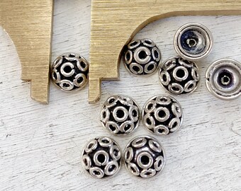 6 Caps Per Lot Bali 7mm Sterling Silver Bead Caps New Old Stock