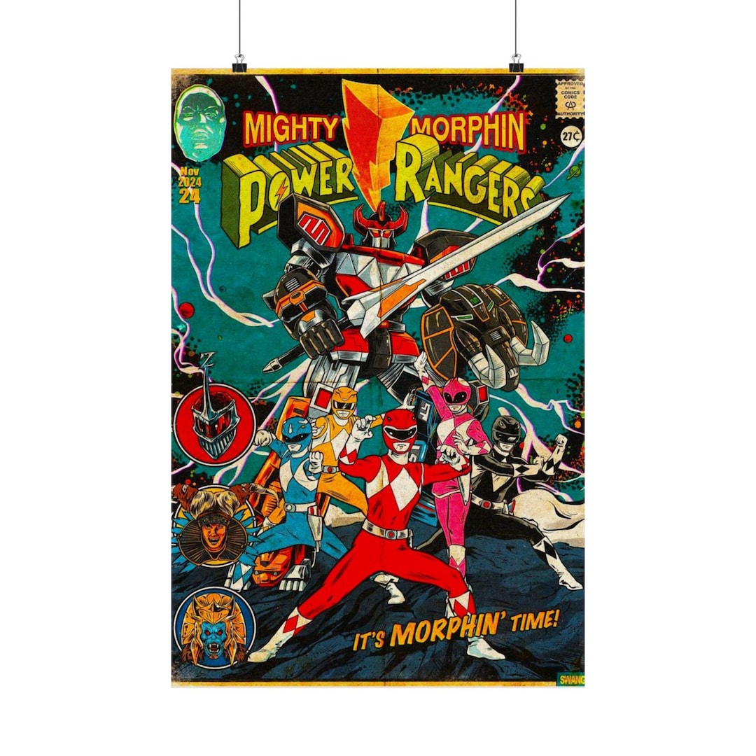 Mighty Morphin Power Rangers Matte Vertical Posters | Retro Art Print ...