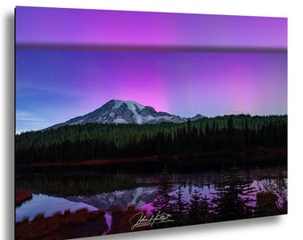 PUZZLE - Celestial Veil - Aurora (Northern Lights) Over Mount Rainier National Park, Reflection Lake, Washington