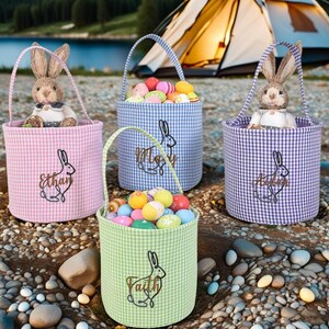 Bestickter Osterkorb, Hasenkörbchen, Korbgeschenk, Osterhasenschwanztasche, Baby-Geschenkkorb, Baby-Namensgeschenk, Jungen-Mädchen-Ostern-Geschenk-Hollday