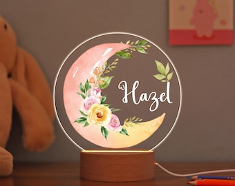 Custom Moon Night Light with Name, Personalized Night Light for Girl, Baby Girl Gift, Birthday Gift for Daughter, Christmas Gift for Her