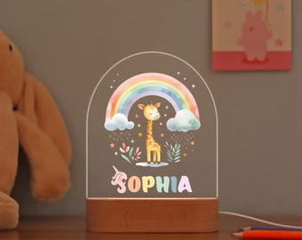 Aangepast schattig dierennachtlampje met naam, gepersonaliseerd nachtlampje voor babykamer, kinderkamerlamp, nachtlampje meisjes/jongens, 1e verjaardagscadeau