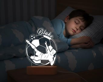 Custom Soccer Night Light with Name, Personalized Night Light for Boy, Sports Team Football Gift, Birthday Gift for Soccer Fan, Gift for Him