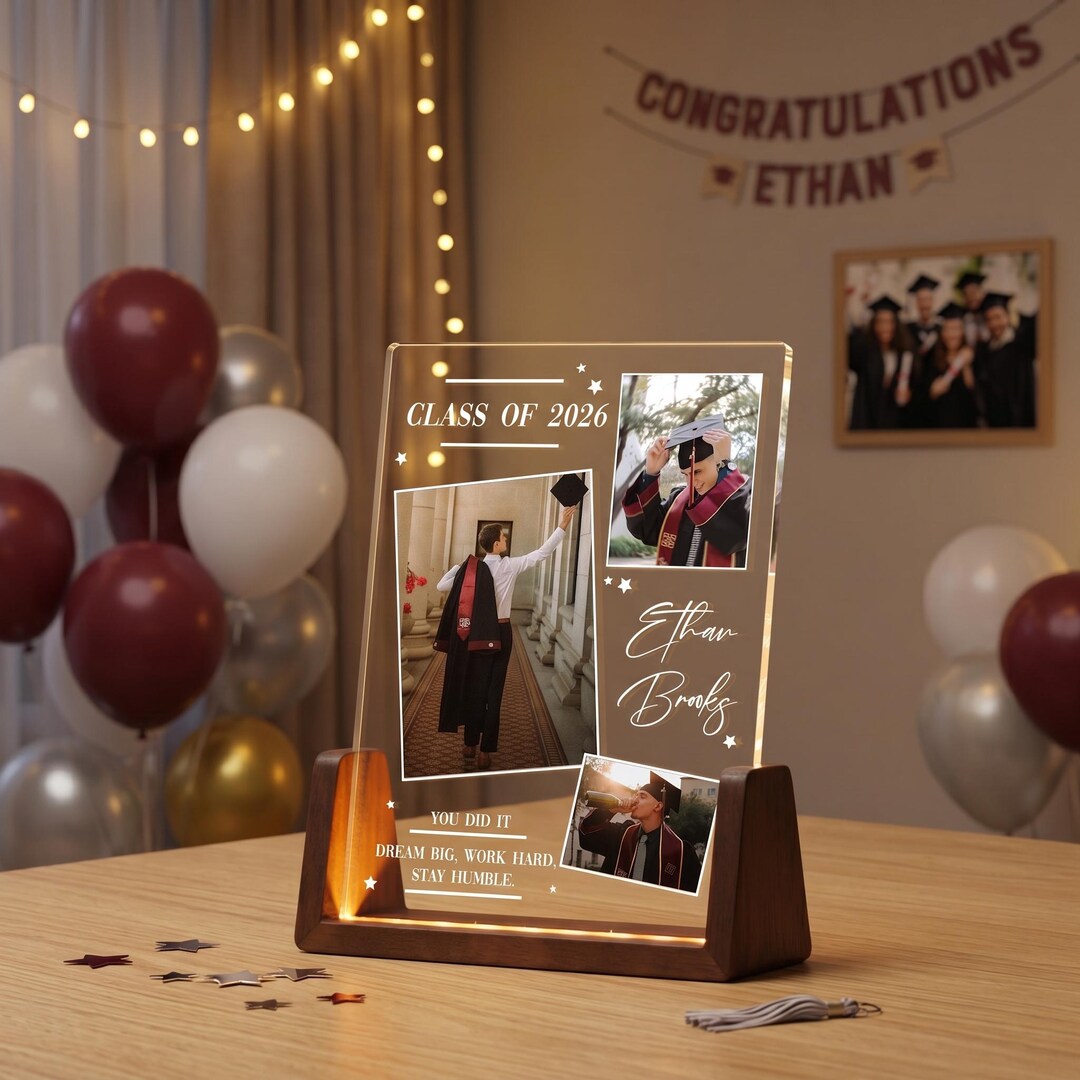 Personalized Graduation Photo LED Night Light With Name, Custom Class ...
