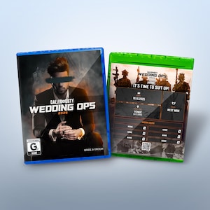 Carte de vœux personnalisée pour garçons d'honneur - Étui pour jeu vidéo Called to Duty Wedding Ops | Proposition du meilleur homme | Faire-part de mariage pour gamers (03)