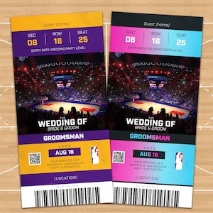 Ingresso personalizado para proposta de padrinho de casamento de basquete - inspirado na NBA