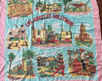 Vintage Hollywood Los Angeles Scarf Grauman's Chinese Theatre LA Dodgers