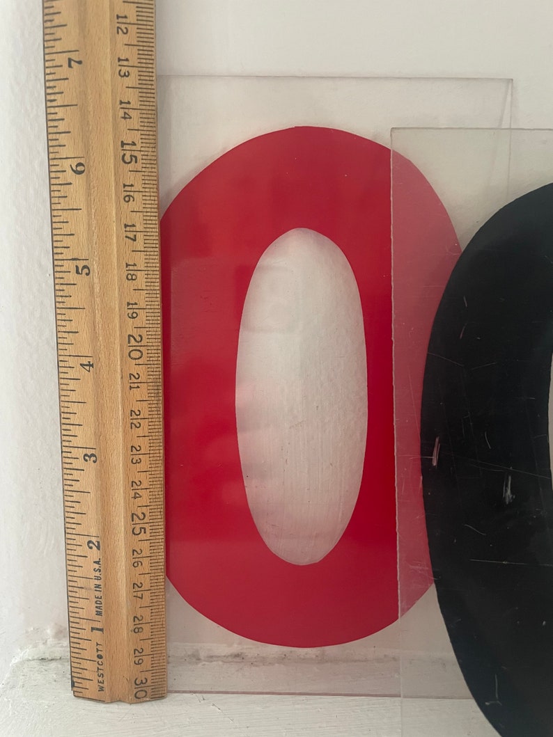 RED 7 vintage plastic letters, numbers, and punctuation you choose image 2