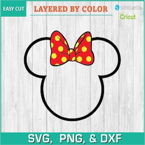Minnie, Bow, Minnie Outline, DLand - Silhouettes Digital Download, SVG, PNG, DXF, Cricut, Silhouette Cut File, Vector Instant Download