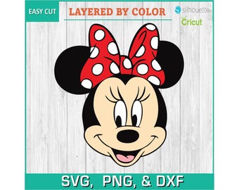 Minnie, Minnie Head, Red Bow, DLand - Silhouettes Digital Download, SVG, PNG, DXF, Cricut, Silhouette Cut File, Vector Instant Download