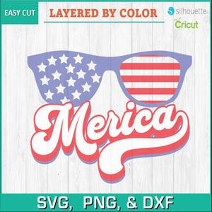 Merica Patriotic Sunglasses SVG, png, dxf | 4th of July Digital Download | Funny USA Clipart