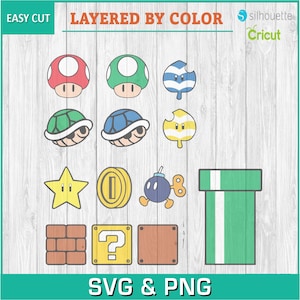 Mario Bro, Luigi, Mario, Videospiele - Silhouetten digitaler Download, SVG, PNG, Cricut, Silhouette, Schnittdatei, Vektordatei sofort Download