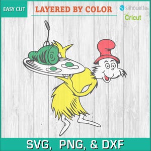 Dr Seuss, El gato con sombrero, Huevos verdes con jamón, Soy Sam - Descarga digital de siluetas, SVG, PNG, Cricut, Archivo de corte de silueta