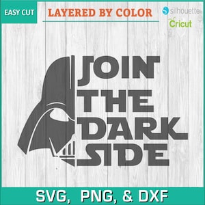スターウォーズ、ダースベイダー、反乱軍、帝国、ダークサイドに加わる - シルエットダウンロード、SVG、PNG、DXF、クリカット、シルエットカットファイル、ライトバーン