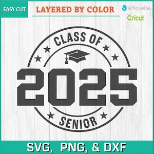 Formandos da turma de 2025, svg de formatura, pós-graduação - silhuetas para download digital, SVG, PNG, DXF, Cricut recortável, download instantâneo