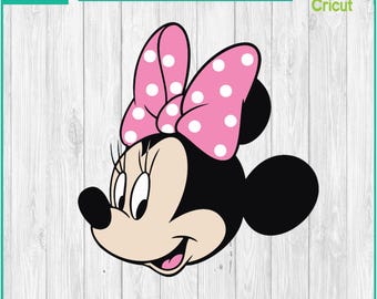 Minnie Kopf, rosa Schleife, Micky - Silhouetten digitaler Download, SVG, PNG, DXF, Cricut, Silhouette Schnittdatei, Vektor-Instant Download