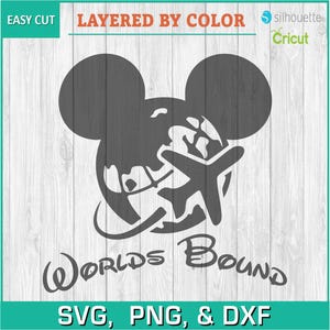 Cheer Worlds, Worlds Bound, Musse Pigg, Cheer Leader - Silhuetter Digital Nedladdning, SVG, PNG, DXF, Klippbar Cricut, Omedelbar Nedladdning
