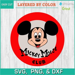ヴィンテージミッキー、ミッキーマウスクラブ - シルエットデジタルダウンロード、SVG、PNG、DXF、クリカット、シルエットカットファイル、ベクターインスタントダウンロード