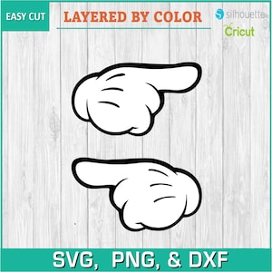 Mickey Pose, Mickey, Hands Pointing - Silhouettes Digital Download, SVG, PNG, DXF, Cricut, Silhouette Cut File, Vector Instant Download