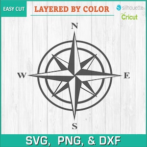 Aventure à la boussole | Nord, est, sud, ouest | Camping | Feu de camp - Silhouettes en téléchargement numérique, SVG, PNG, dxf, Cricut
