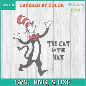 Dr Seuss, chat dans le chapeau, oeufs verts et jambon - téléchargement numérique des silhouettes, SVG, PNG, Cricut, fichier de coupe Silhouette, téléchargement immédiat de vecteur