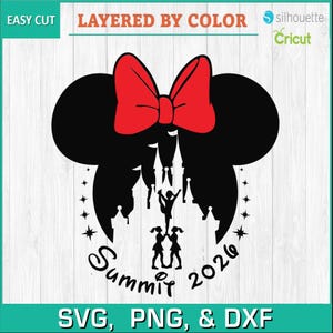 Summit 2026 Minnie Bow Cheer Cut File – SVG | PNG | DXF — Instant Download