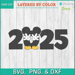 2025, Mickey, Trip, vacation - Silhouettes Digital Download, SVG, PNG, DXF, Cricut, Silhouette Cut File, Vector Instant Download