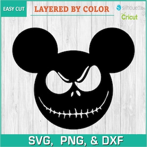 Mickey Skellington Head, Jack Skellington, Nightmare - Silhouettes Download digitale, SVG, PNG, DXF, Cricut, Silhouette Cut File
