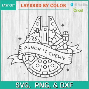 Star Wars, Chewie, punch it chewie, rebel, empire, falcon - Silhouette Download, SVG, PNG, DXF, Cricut, Silhouette Cut File, LightBurn