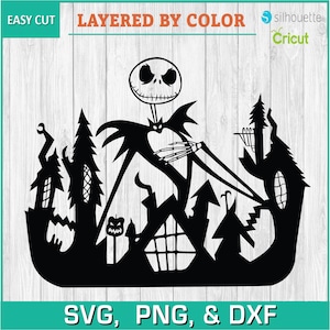 Halloween, Jack Skellington, Nightmare, Christmas - Silhouettes Digital Download, SVG, PNG, Cricut, Silhouette Cut File, Vector Download