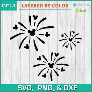 Mickey Fireworks, Castle, Mickey,  - Silhouettes Digital Download, SVG, PNG, DXF, Cricut, Silhouette Cut File, Vector Instant Download