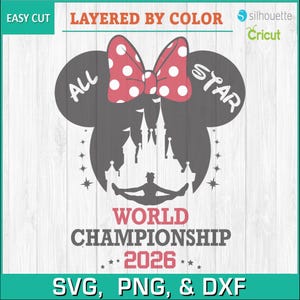 オールスターワールドチャンピオンシップ2026 ミニーボウカットファイル – SVG | PNG | DXF – 即時ダウンロード