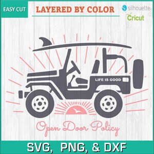 4 x 4 opendeurbeleid, 4 x 4 SVG, PNG, DXF direct digitaal bestand, Cricut, silhouetten