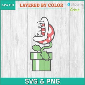 Piranha, Luigi, Mario, Videospiele - Silhouetten digitaler Download, SVG, PNG, Cricut, Silhouette, Schnittdatei, Vektordatei sofort Download
