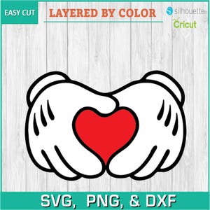 Heart Gloves, Mickey, Hands Pointing - Silhouettes Digital Download, SVG, PNG, DXF, Cricut, Silhouette Cut File, Vector Instant Download