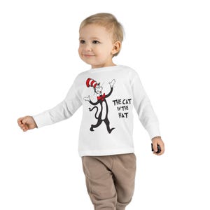 Wunderliche Katze im Hut Kleinkind-T-Stück, lustige Kinderbekleidung, Geburtstagsgeschenk, Geschichten-Zeit-T-Stück, Feiertags-Outfit, Kinderzimmer-Dekor