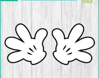 hands Gloves, Mickey, two gloves - Silhouettes Digital Download, SVG, PNG, DXF, Cricut, Silhouette Cut File, Vector Instant Download