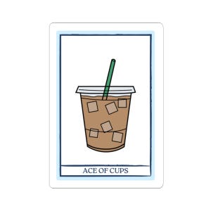 Adesivo de carta de tarô de café Ás de Copas