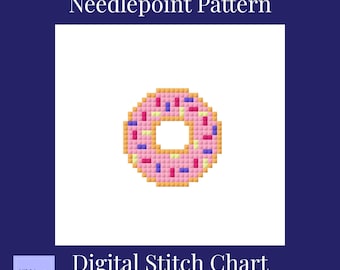 Sprinkle Donut Needlepoint Pattern: Easy Beginner DIY (Digital Download)