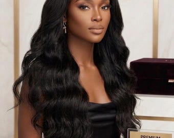 Natural Black Body Wave Lace Front Human Hair Wigs Brazilian Remy Hair Transparent Lace Frontal Wig For Women Glueless Pre Plucked Wigs 28"