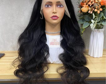 Natural Black Body Wave Lace Front Wig: Brazilian Remy Human Hair