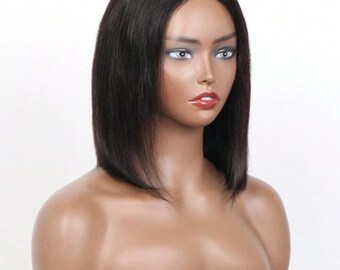 8” SHORT BLACK BOB HUMAN HAIR STRAIGHT LACE-FRONT Amazon.com : Usexy 8 Inch Bob Wig Human Hair 13x4 HD Lace  main image 4